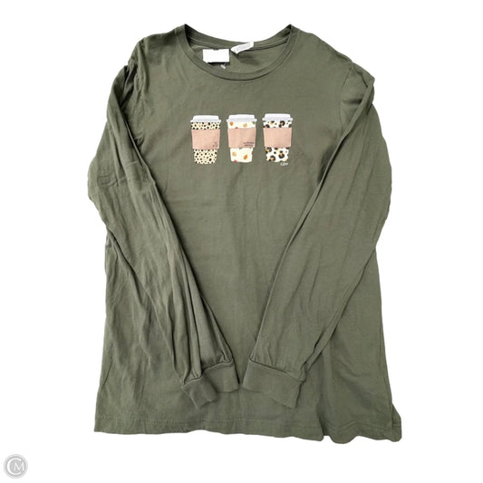 Top Long Sleeve By Bella + Canvas In Green, Size: Xl
