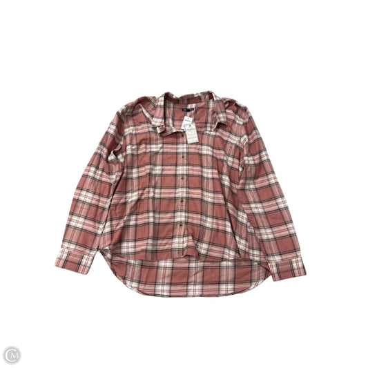 Top Long Sleeve By Flag & Anthem In Plaid Pattern, Size: 1x