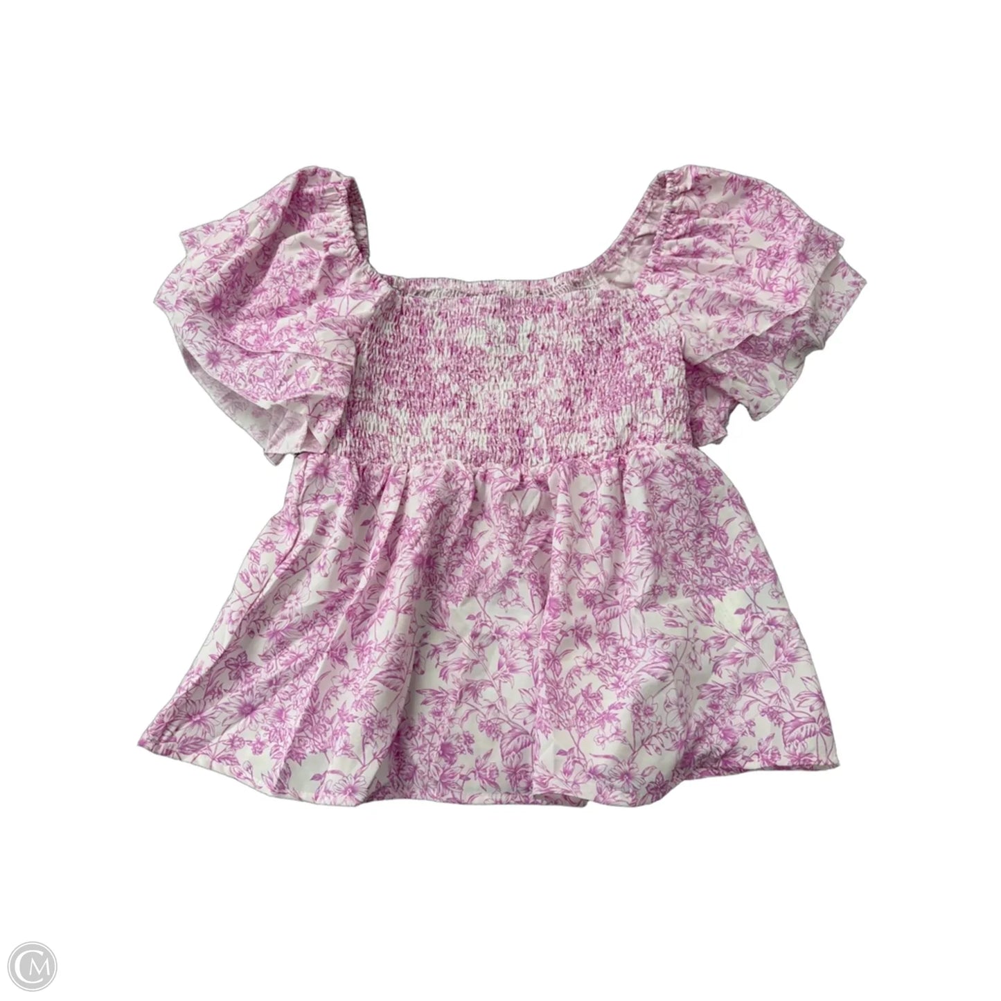 Top Short Sleeve By Shein In Floral Print, Size: M