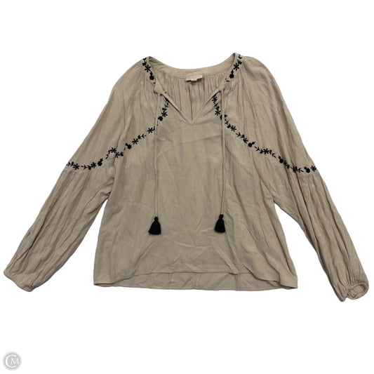 Top Long Sleeve By Knox Rose In Tan, Size: L