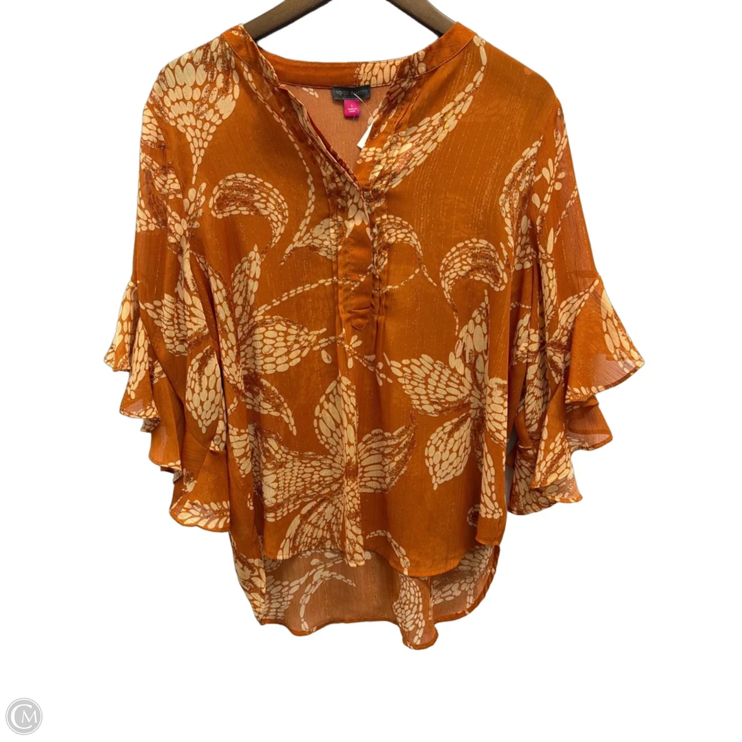 Top 3/4 Sleeve By Vince Camuto In Orange, Size: L