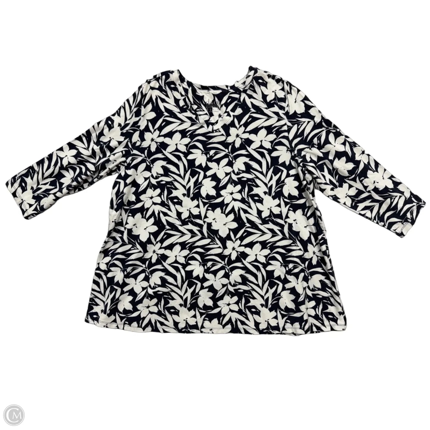 Top 3/4 Sleeve By D&co. In Floral Print, Size: M