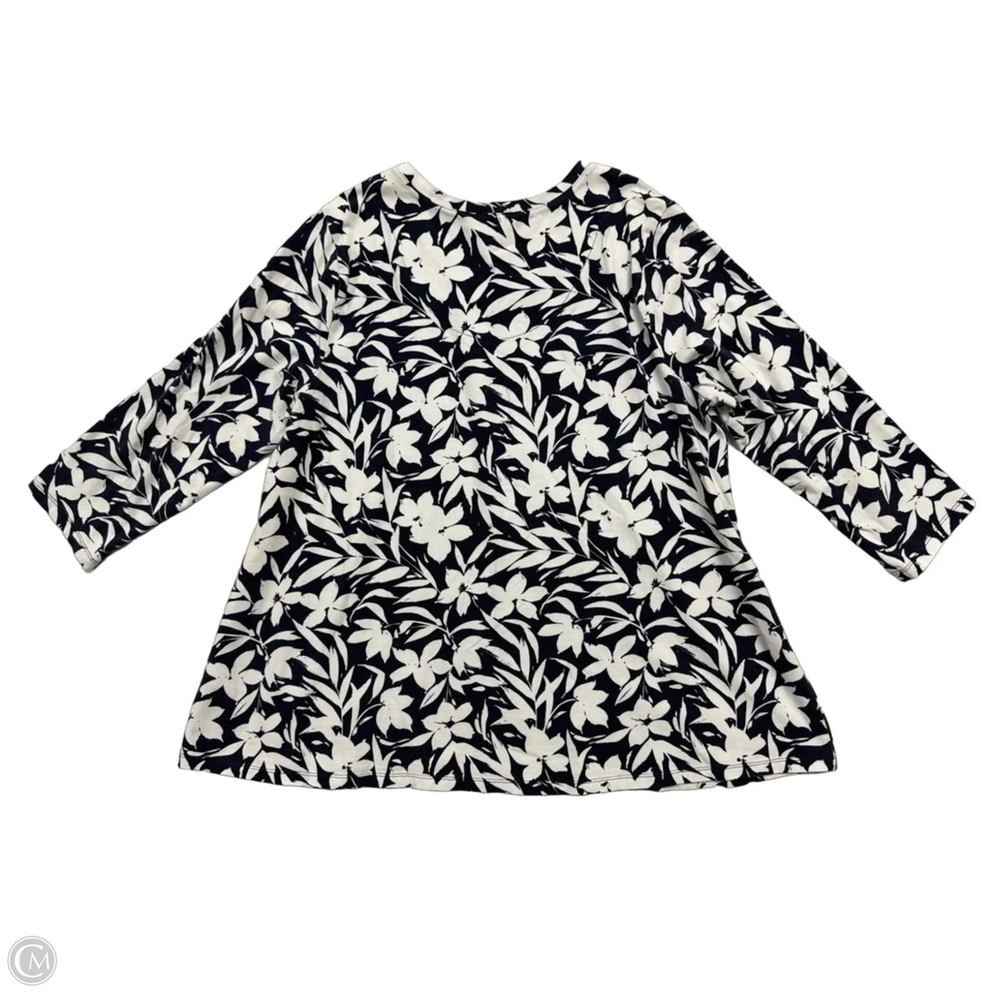 Top 3/4 Sleeve By D&co. In Floral Print, Size: M