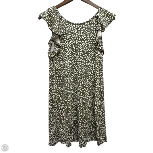 Dress Casual Midi By Loft In Green & White, Size: S