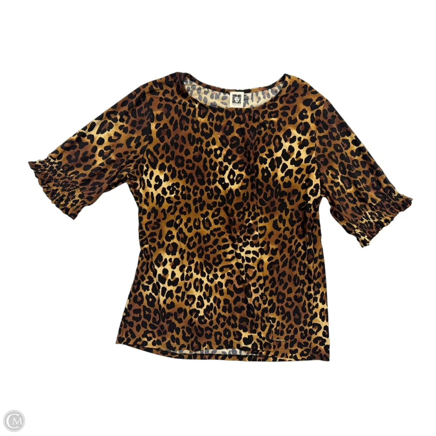 Top Short Sleeve By Anne Klein In Animal Print, Size: L