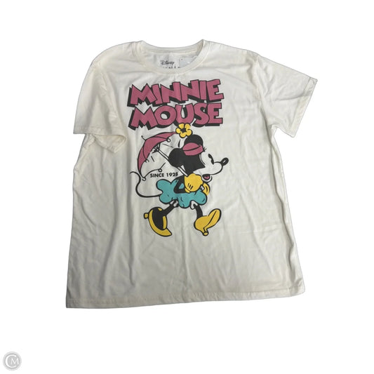 Top Short Sleeve By Disney In Cream, Size: 1x