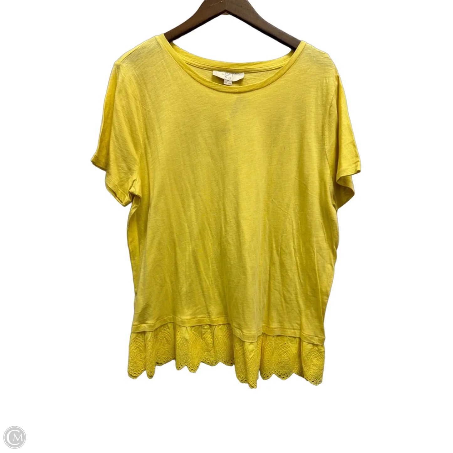 Top Short Sleeve By Loft In Yellow, Size: Xl