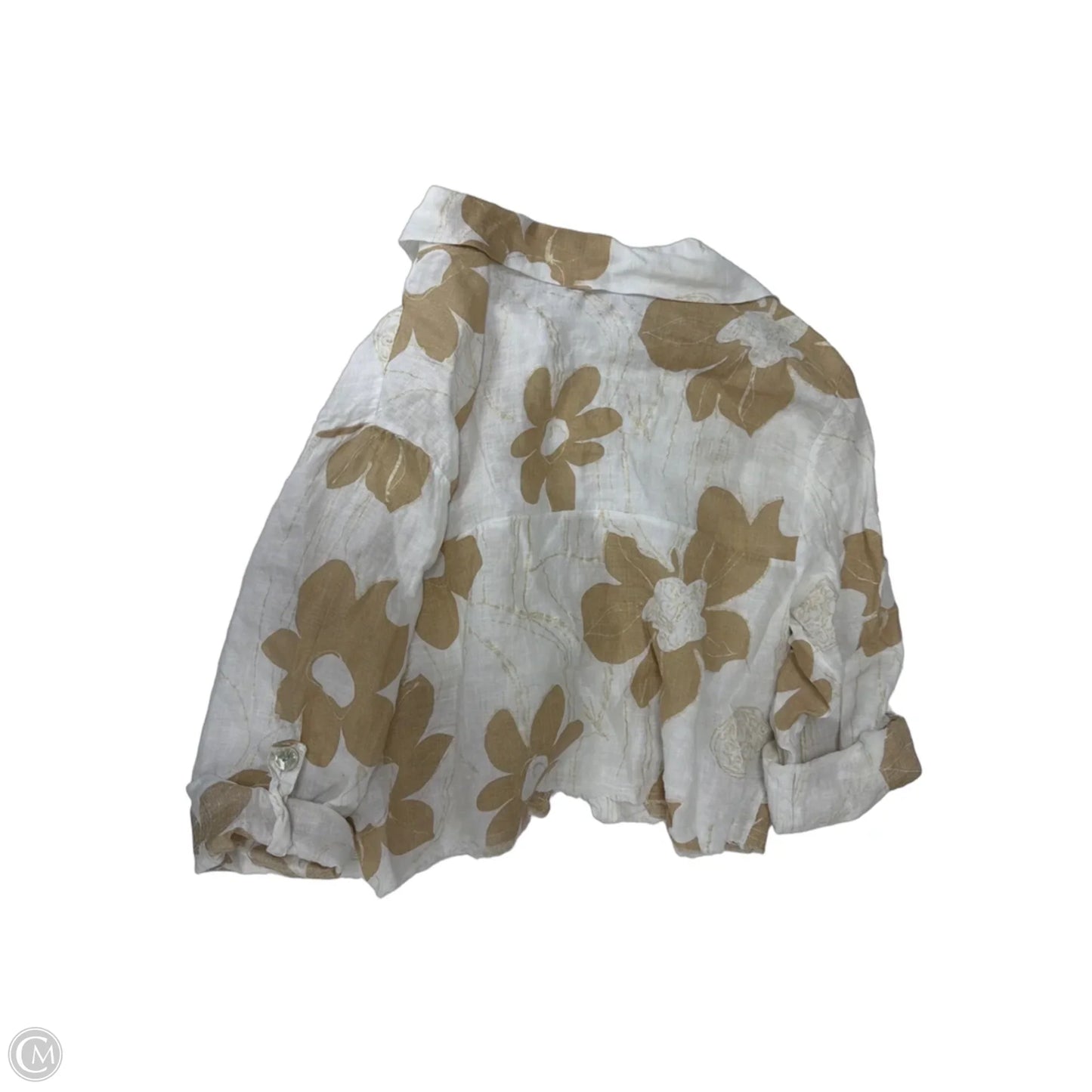 Top Long Sleeve By Clothes Mentor In Tan & White, Size: S