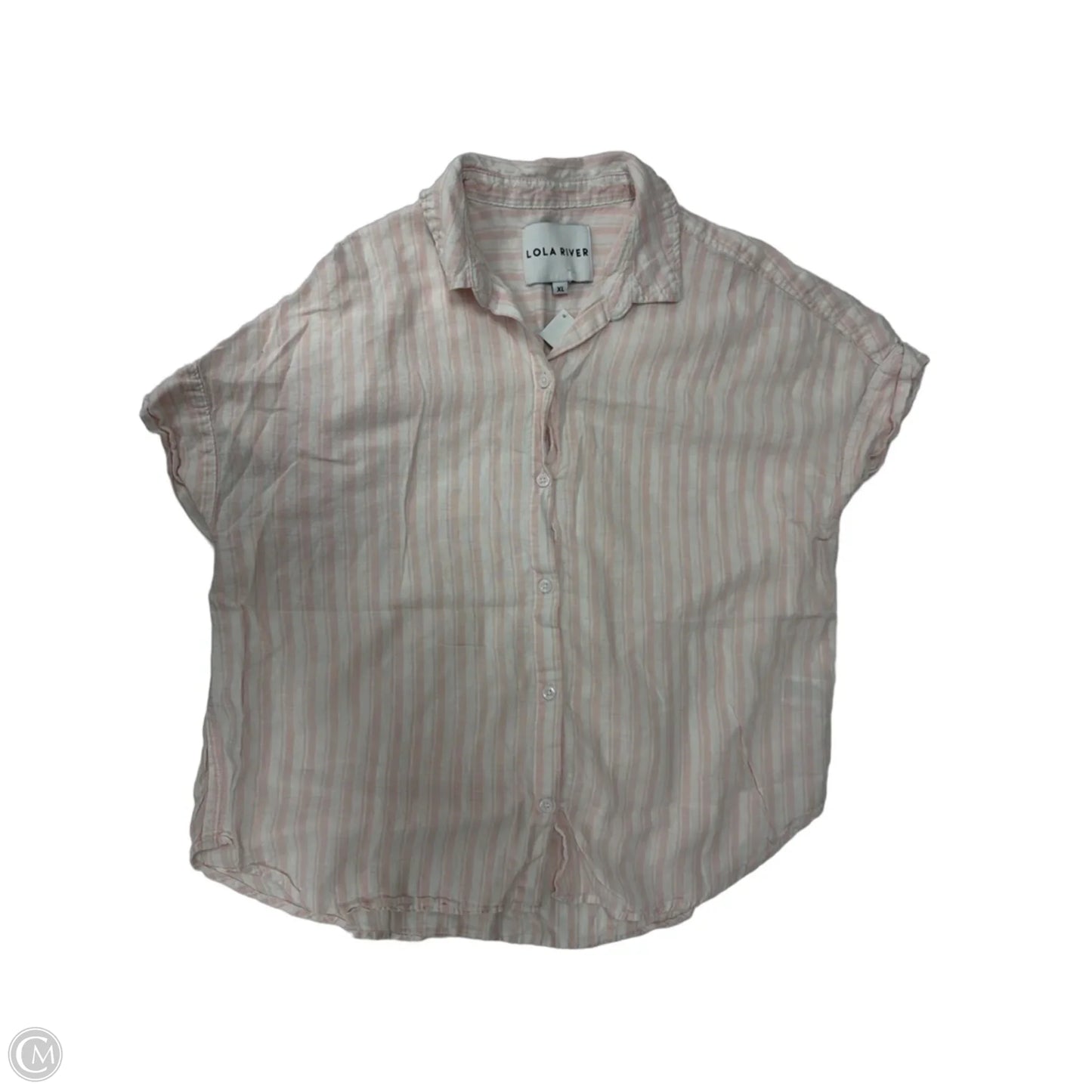 Top Short Sleeve By Lola River In Striped Pattern, Size: Xl