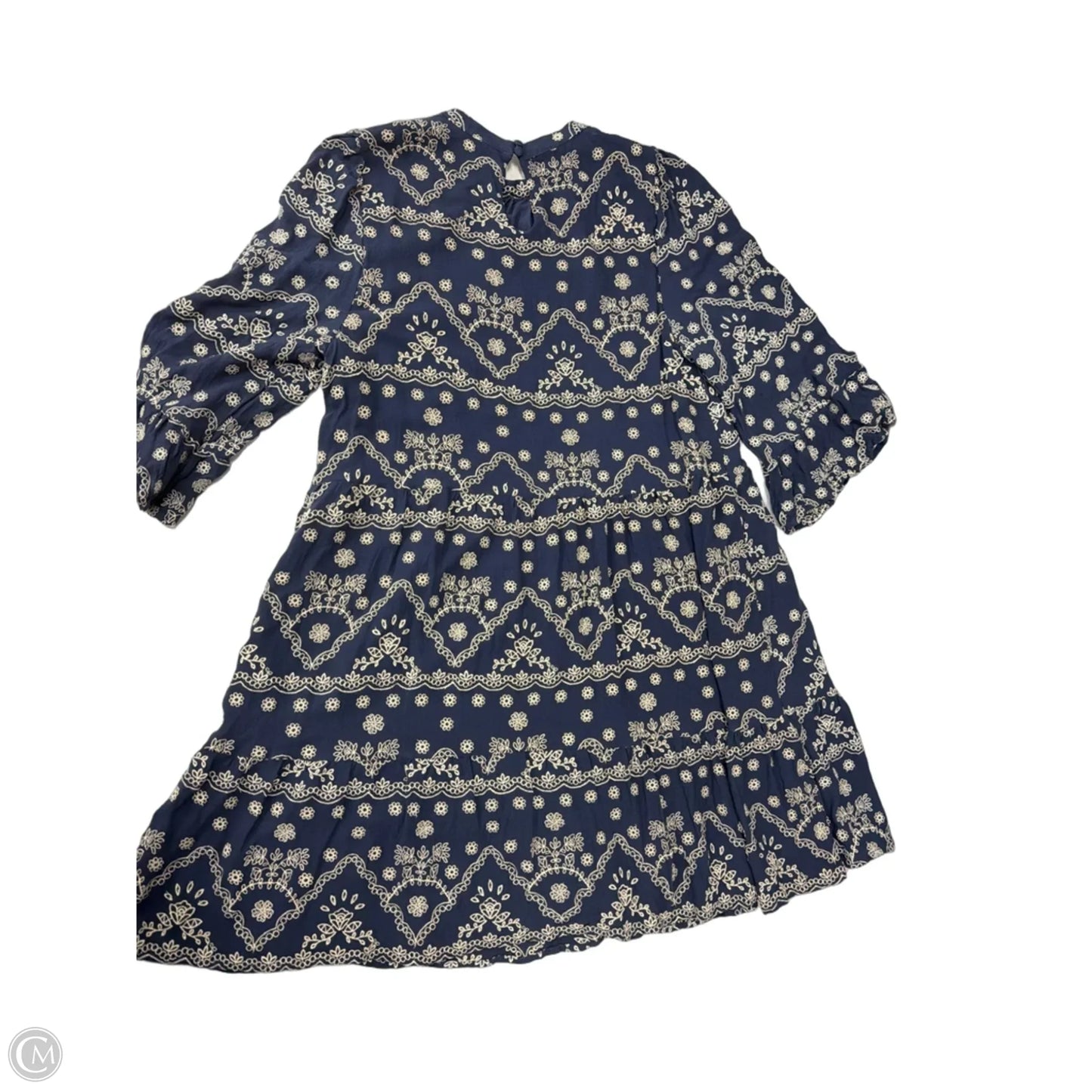 Dress Casual Midi By Penelope Rose In Blue & Cream, Size: L