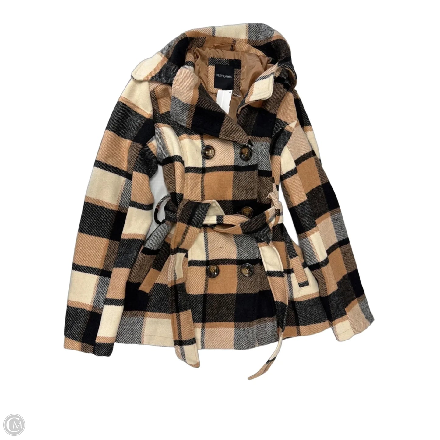 Coat Peacoat By Clothes Mentor In Plaid Pattern, Size: S