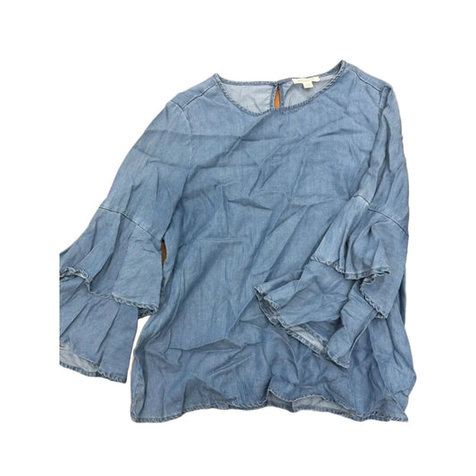 Top 3/4 Sleeve By Beachlunchlounge In Blue Denim, Size: L
