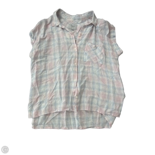 Top Short Sleeve By Rails In Plaid Pattern, Size: L