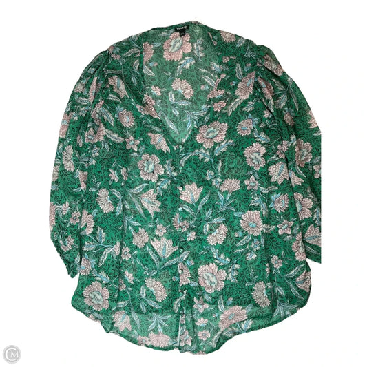Top Long Sleeve By Torrid In Green & White, Size: 4x