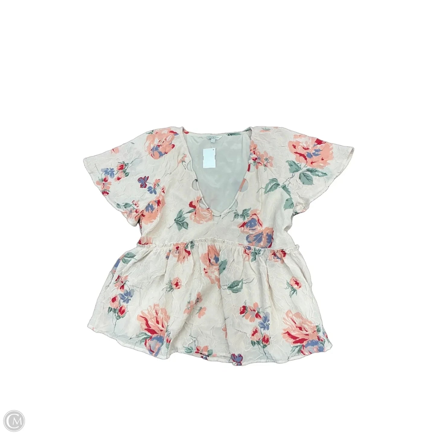 Top Short Sleeve By Lucky Brand In Floral Print, Size: S