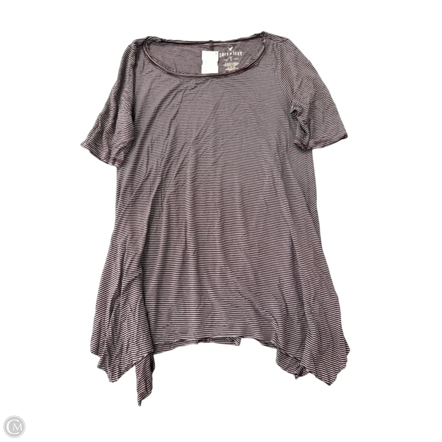 Top Short Sleeve By American Eagle In Striped Pattern, Size: L