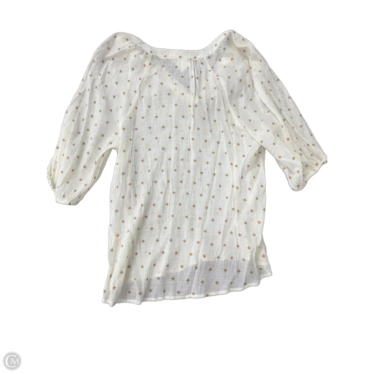 Top 3/4 Sleeve By Impressions In Cream, Size: Xl