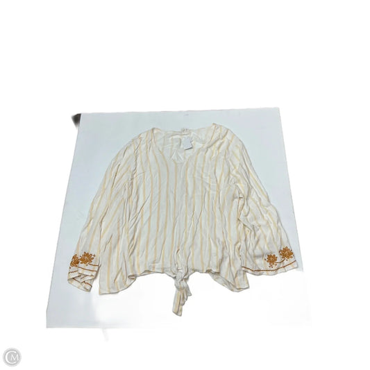 Top Long Sleeve By Eyeshadow In White & Yellow, Size: 3x