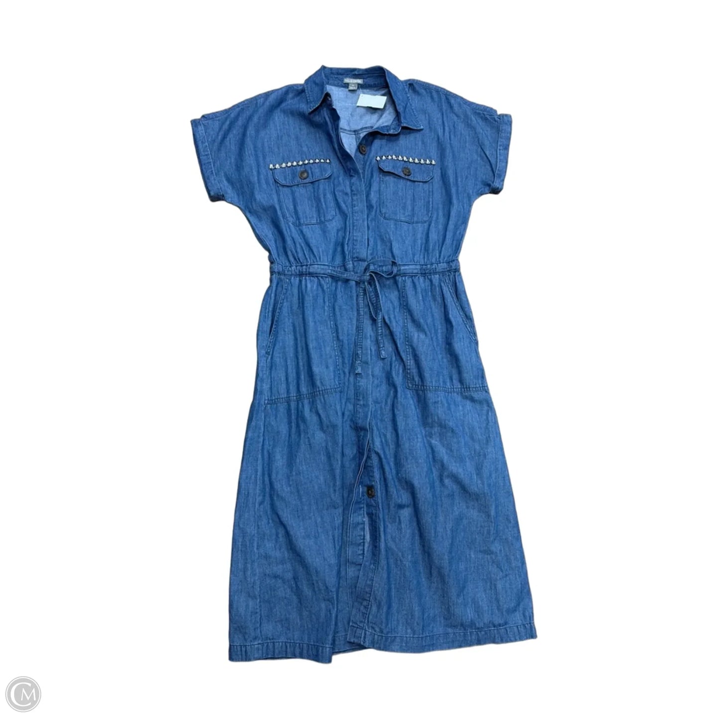 Dress Casual Midi By Falls Creek In Blue Denim, Size: M
