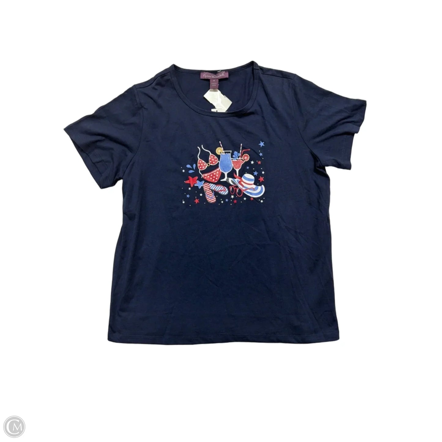 Top Short Sleeve By Gloria Vanderbilt In Blue, Size: M