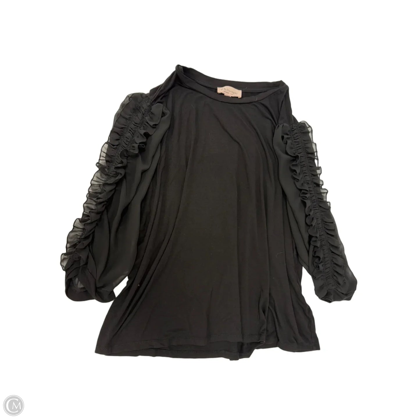 Top 3/4 Sleeve By Philosophy In Black, Size: 2x