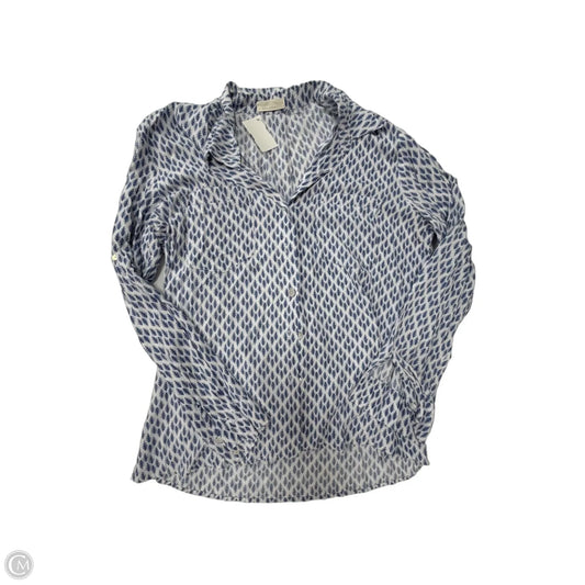 Top Long Sleeve By Just Living In Blue & White, Size: L