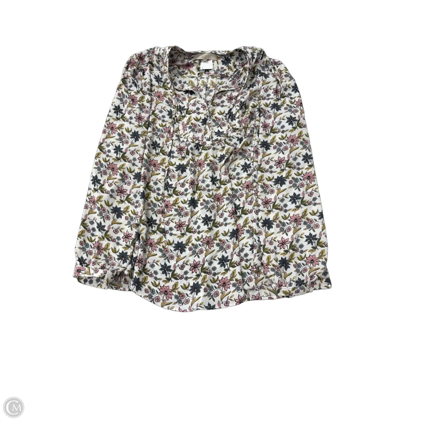 Top Long Sleeve By Loft In Floral Print, Size: 1x