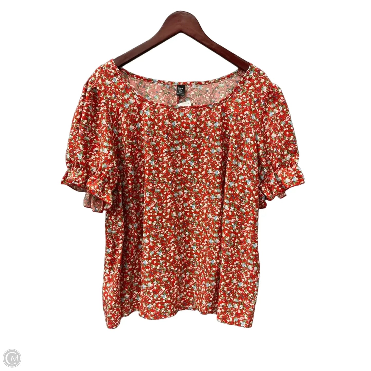 Top Short Sleeve By Shein In Floral Print, Size: 3x