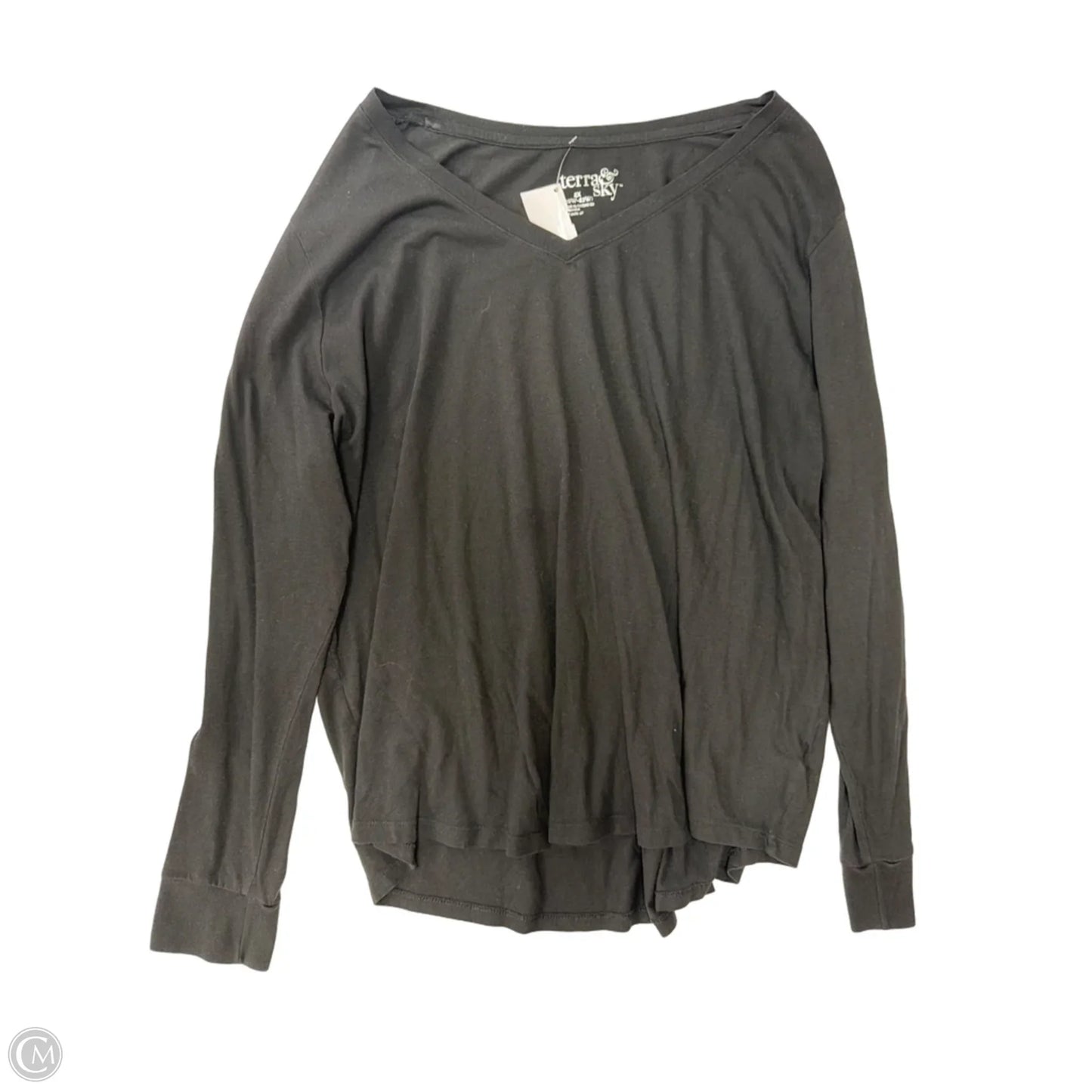 Top Long Sleeve By Terra & Sky In Black, Size: 2x