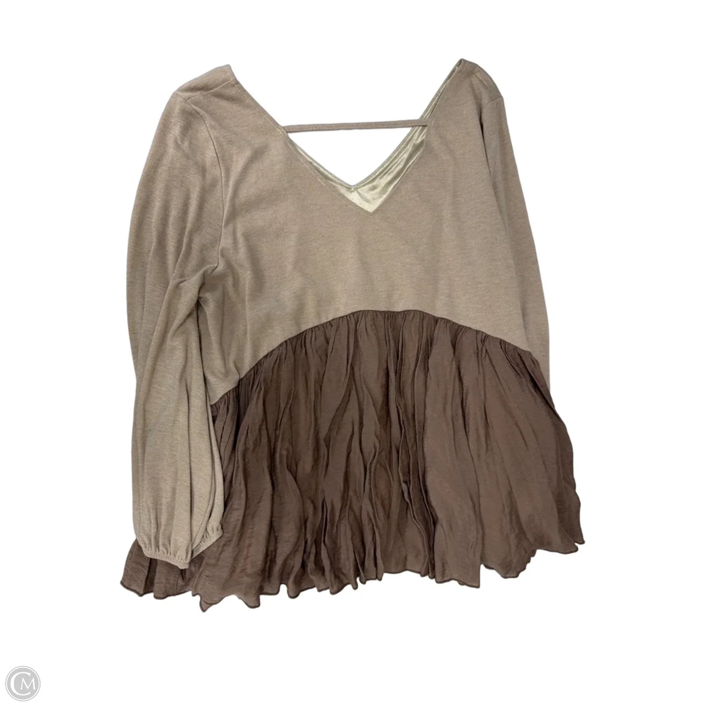 Top Long Sleeve By Clothes Mentor In Brown, Size: 2x