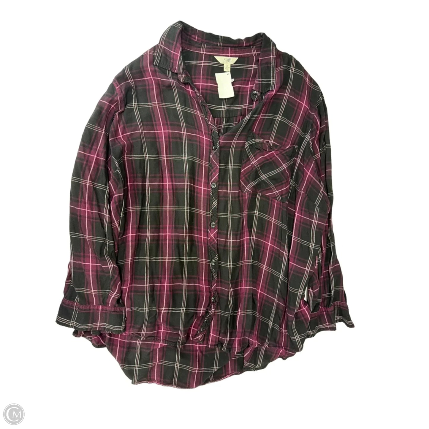 Top Long Sleeve By Terra & Sky In Plaid Pattern, Size: 3x