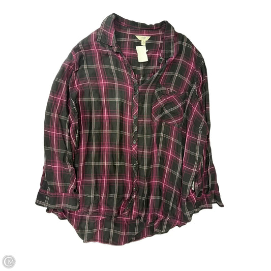Top Long Sleeve By Terra & Sky In Plaid Pattern, Size: 3x