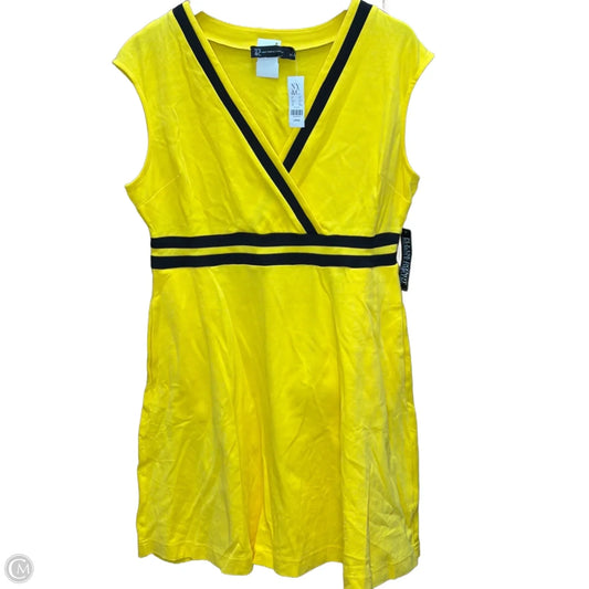 Dress Casual Midi By New York And Co In Yellow, Size: L