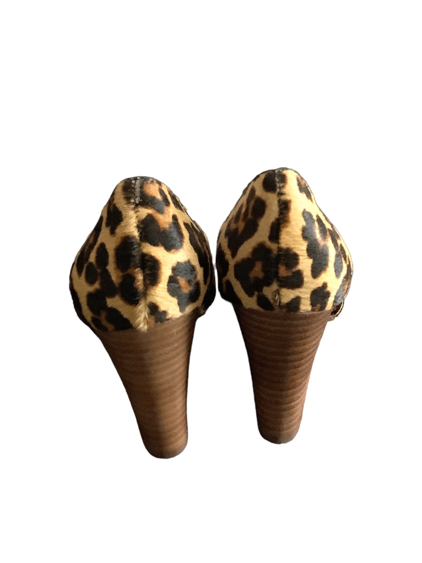 Animal Print Shoes Heels Block Crown Vintage, Size 6.5