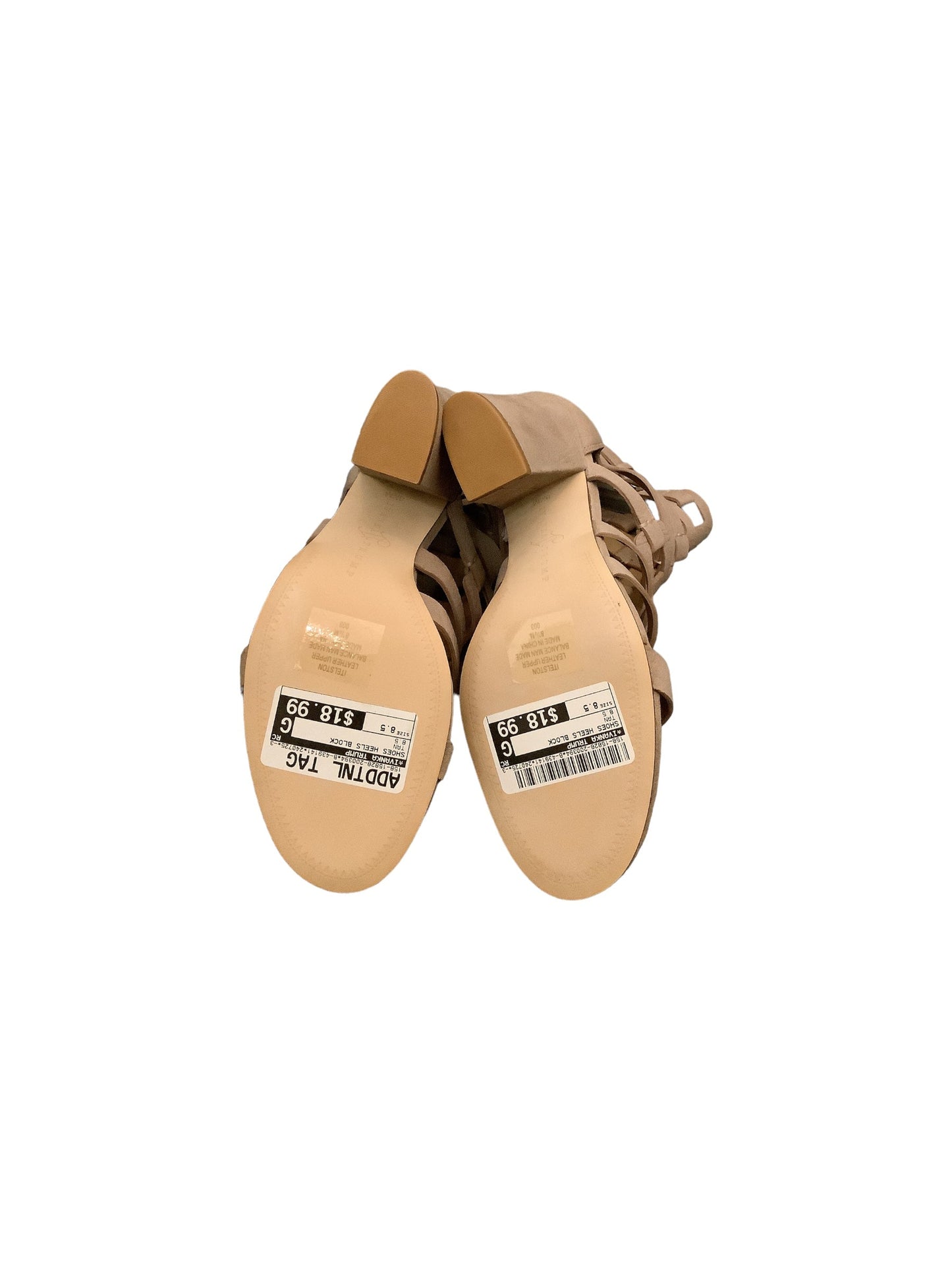 Tan Shoes Heels Block Ivanka Trump, Size 8.5