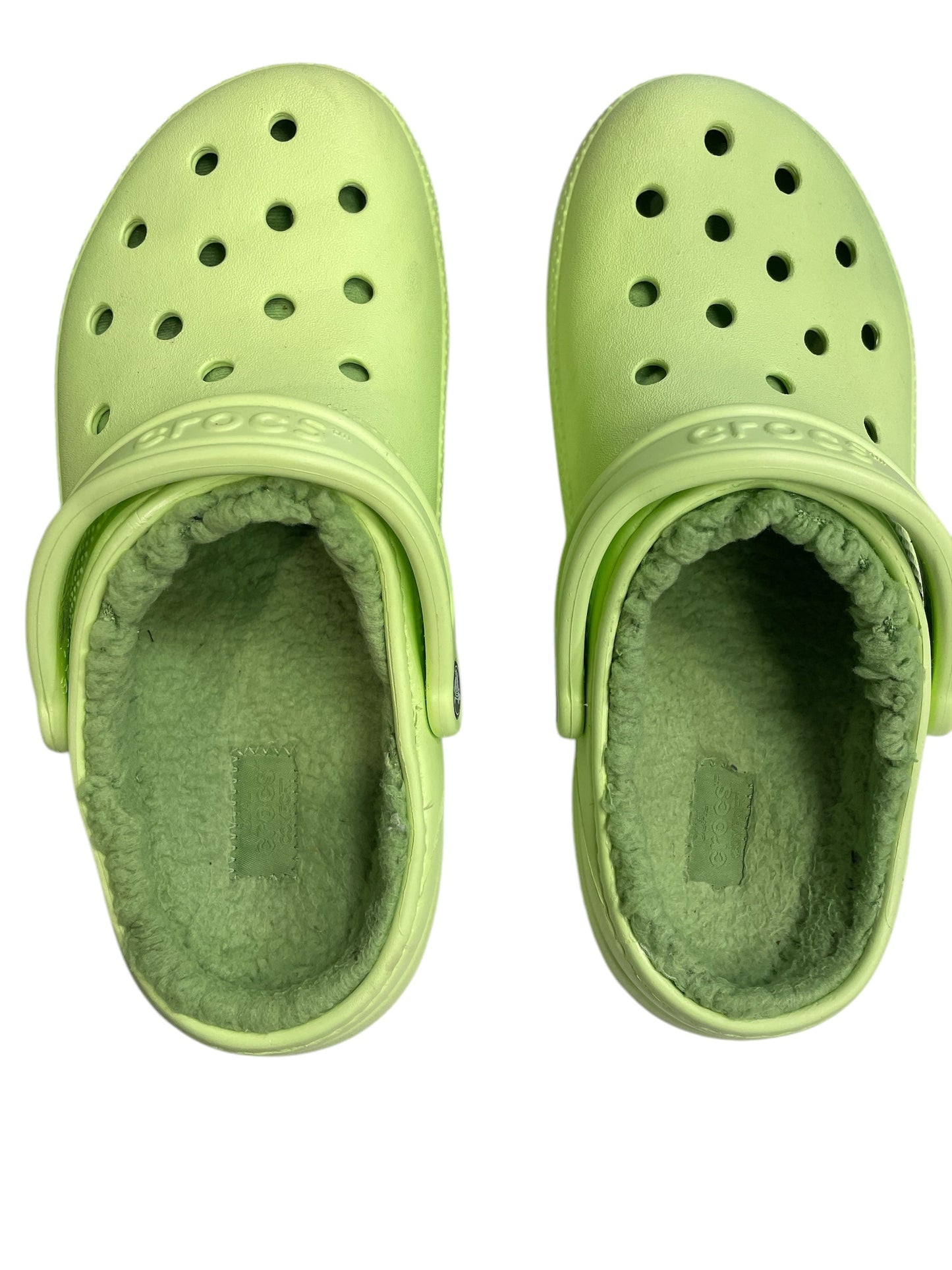 Shoes Flats By Crocs In Green, Size: 8