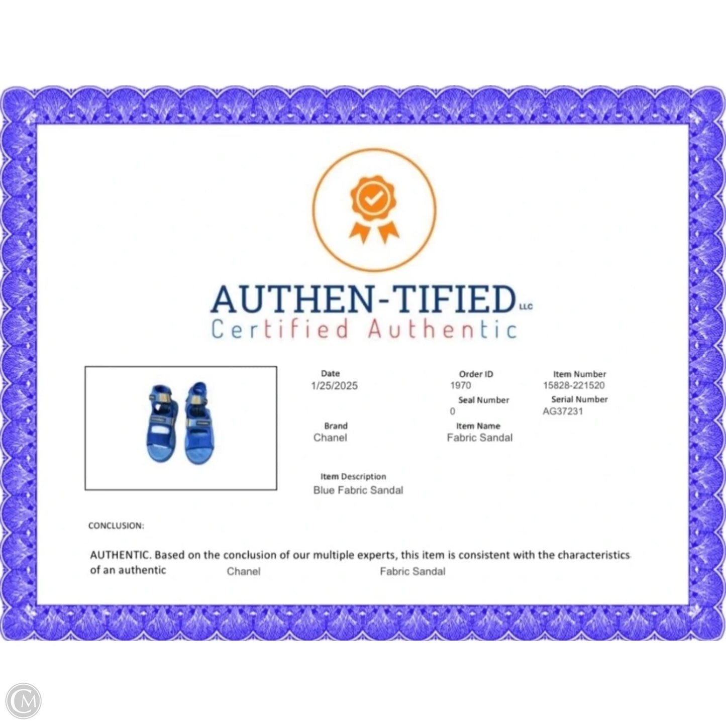 Sandals Luxury Designer By Chanel In Blue