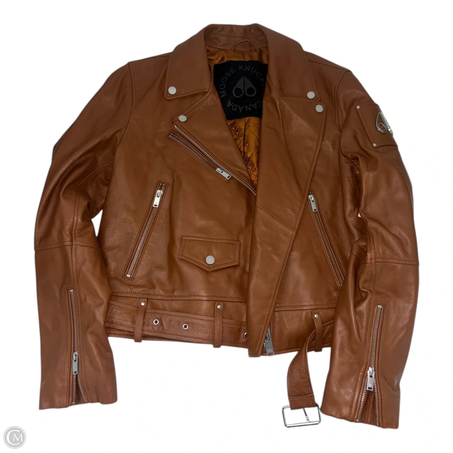 Jacket Moto Leather By MOOSE KNUCKLES In Brown, Size: L