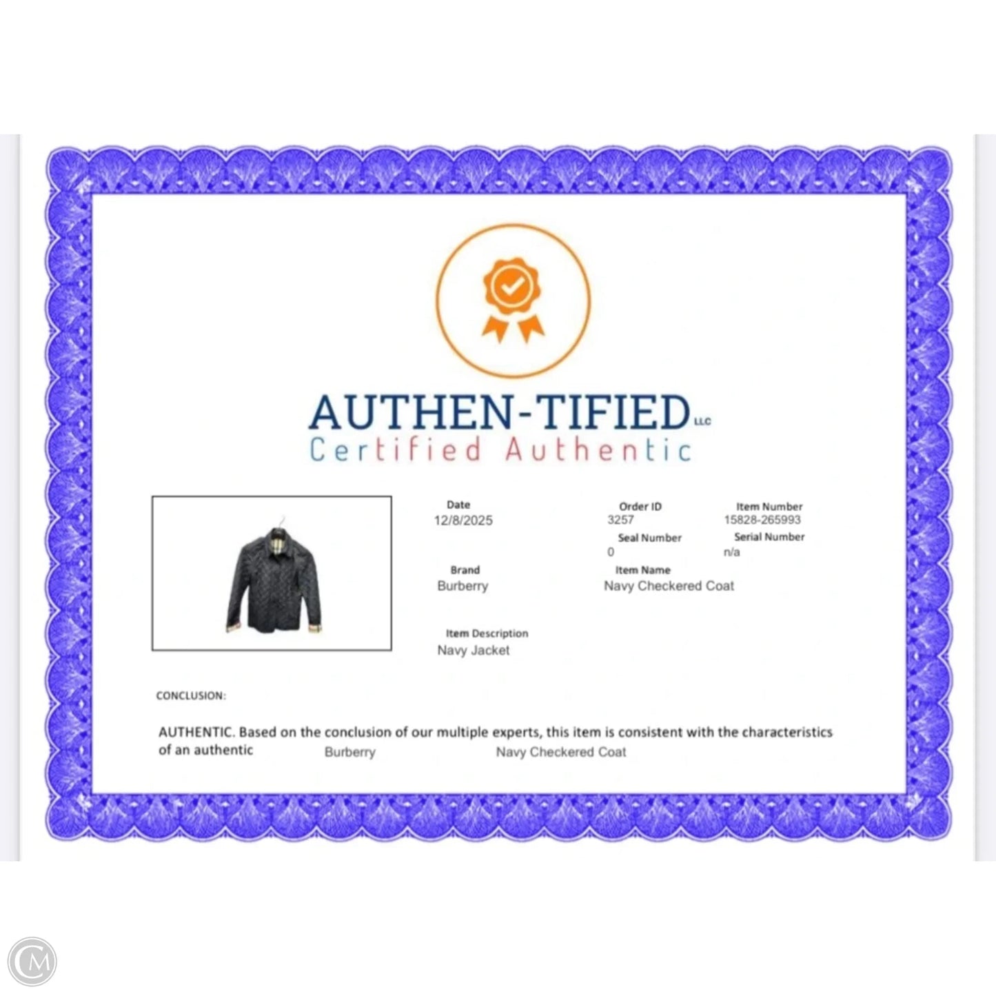 Jacket Luxury Designer By Burberry In Navy, Size: Xs