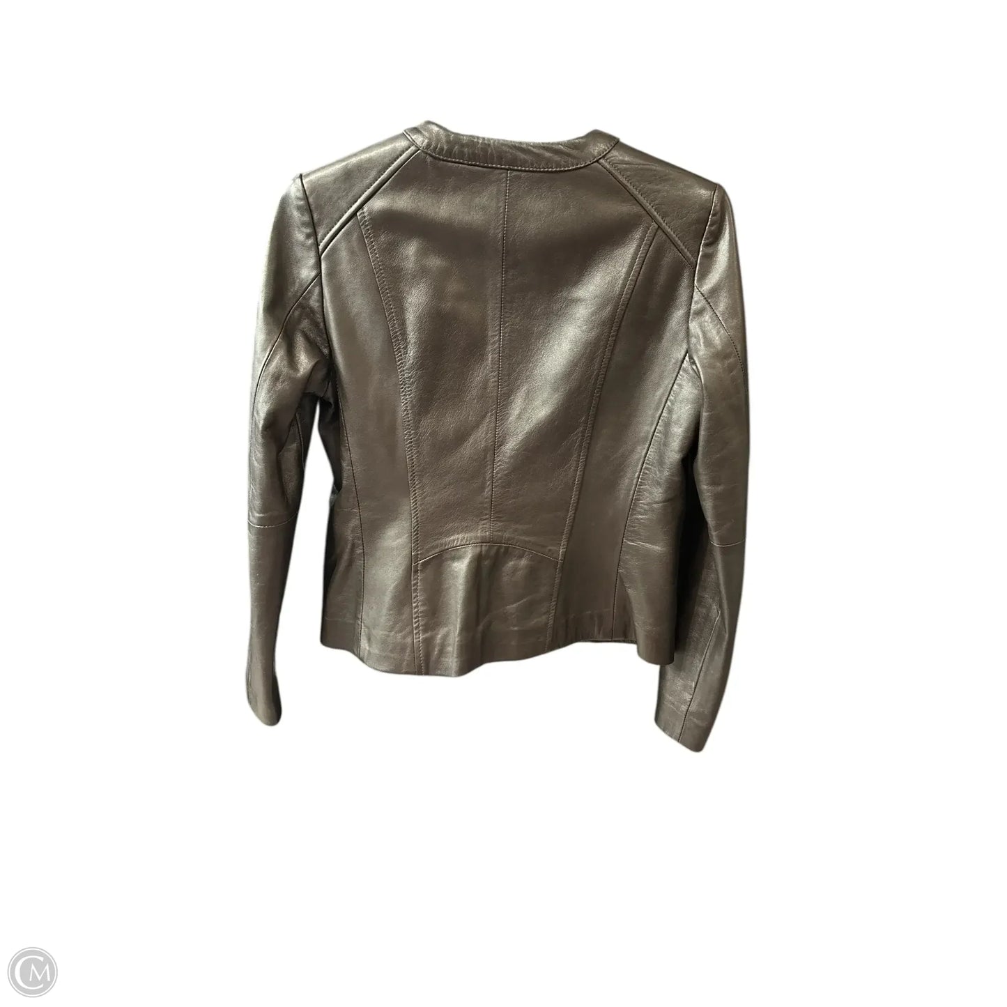 Jacket Leather By Cole-haan In Brown, Size: Xs