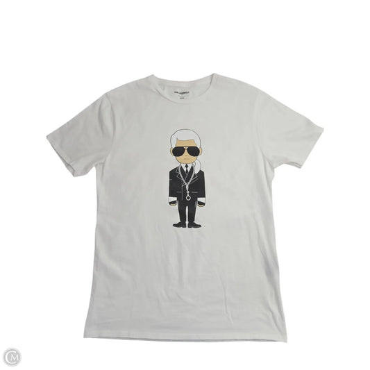 Top Short Sleeve Designer By Karl Lagerfeld In White, Size: M