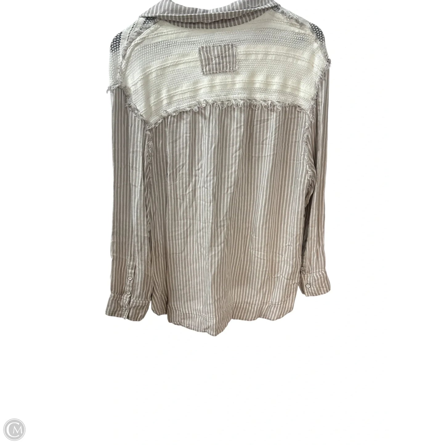 Top Long Sleeve Basic By Vintage Havana In Grey & White, Size: S