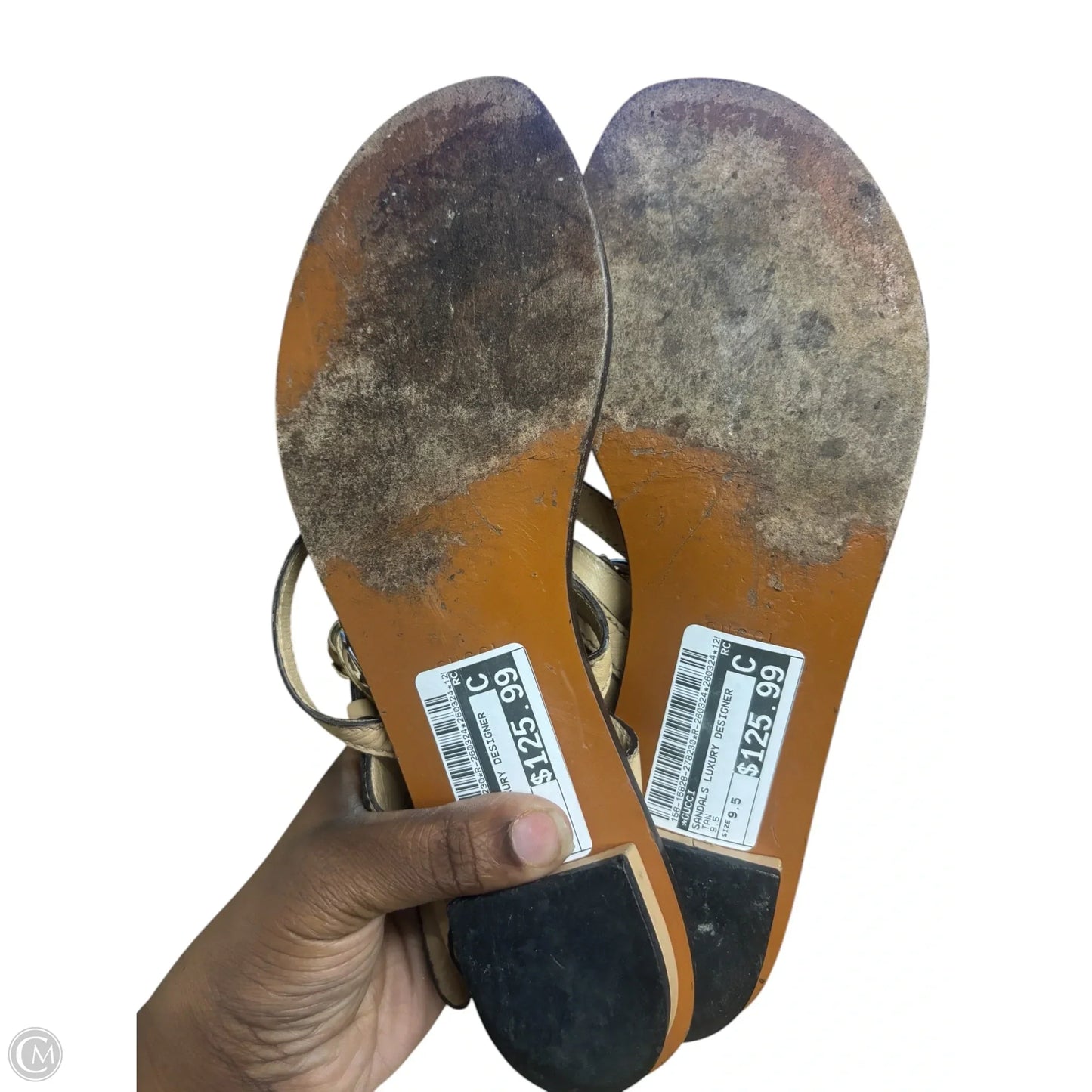 Sandals Luxury Designer By Gucci In Tan, Size: 9.5