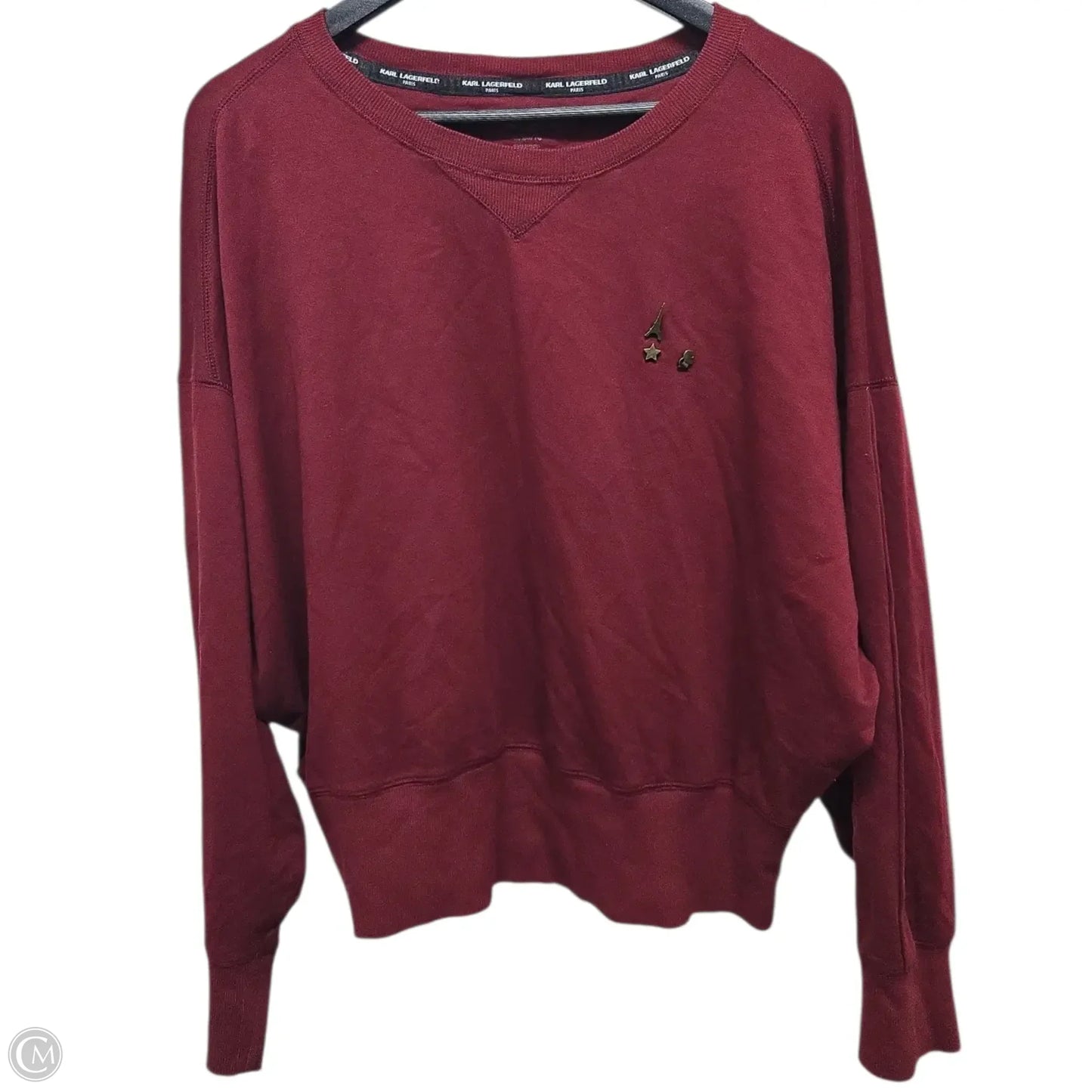 Top Long Sleeve Designer By Karl Lagerfeld In Maroon, Size: Xl