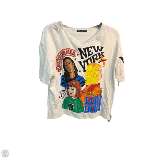 Top Short Sleeve Basic By Zara In White, Size: M