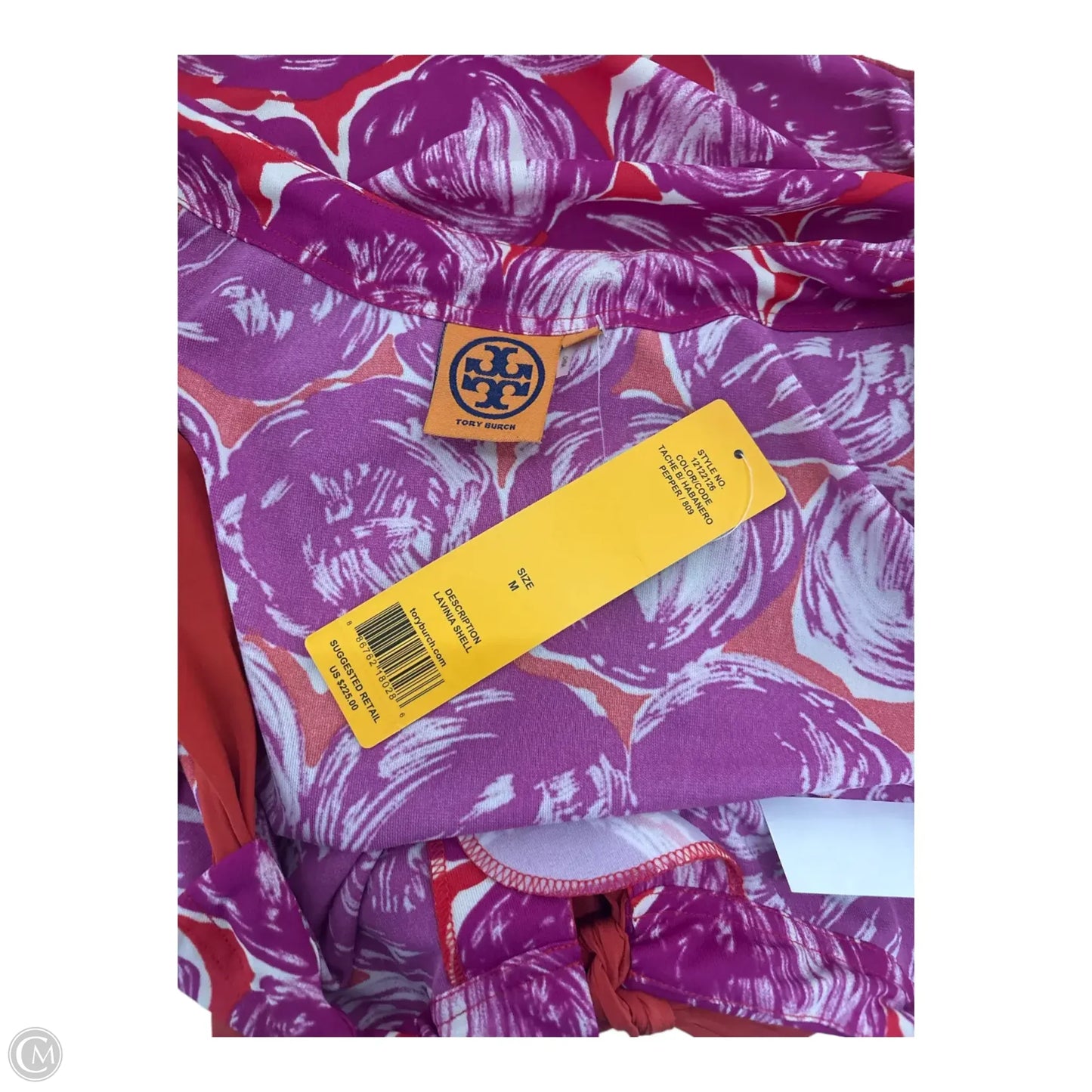 Top Sleeveless Designer By Tory Burch In Orange & Pink, Size: M