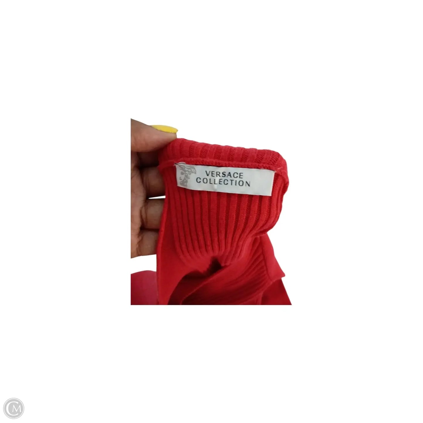 Top Long Sleeve Luxury Designer By Versace In Red, Size: S