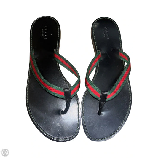 Sandals Luxury Designer By Gucci In Green & Red