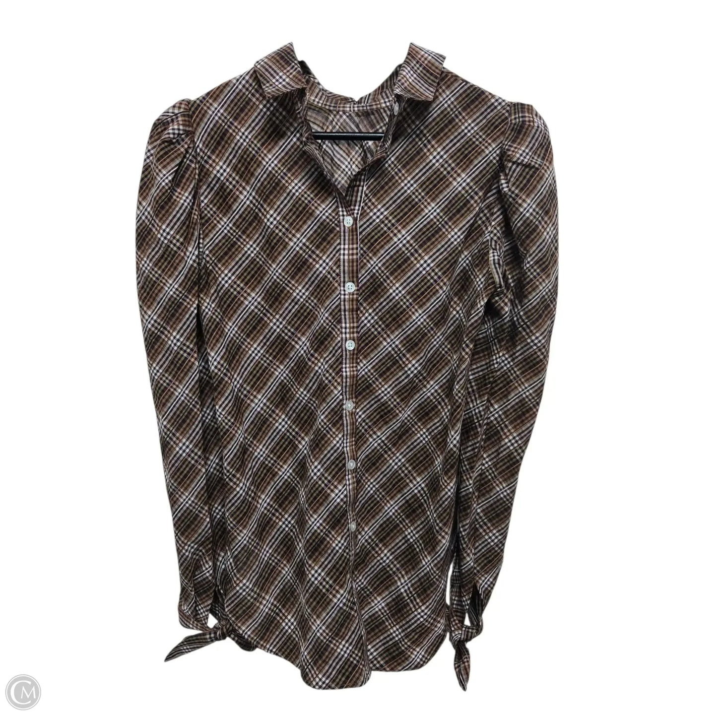 Top Long Sleeve Basic By Veronica Beard In Plaid Pattern, Size: S