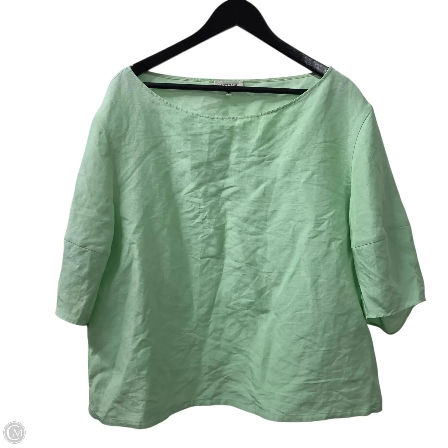 Top Short Sleeve Designer By Lafayette 148 In Green, Size: Xl